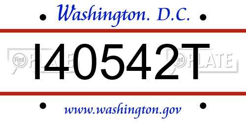 I40542T District Of Columbia License Plate