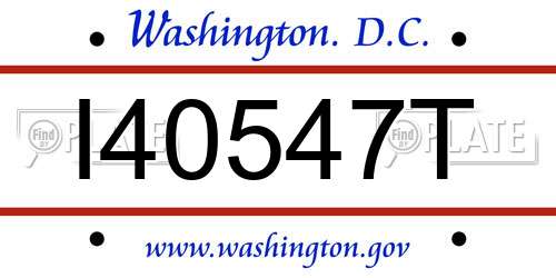 I40547T District Of Columbia License Plate
