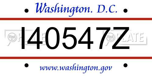 I40547Z District Of Columbia License Plate