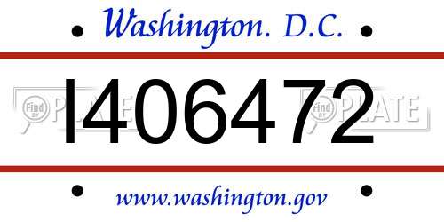 I406472 District Of Columbia License Plate