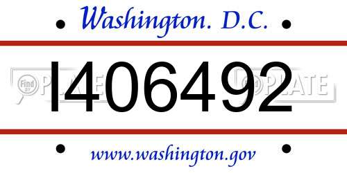 I406492 District Of Columbia License Plate