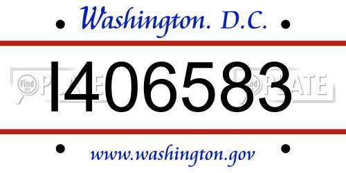 I406583 District Of Columbia License Plate