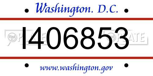 I406853 District Of Columbia License Plate