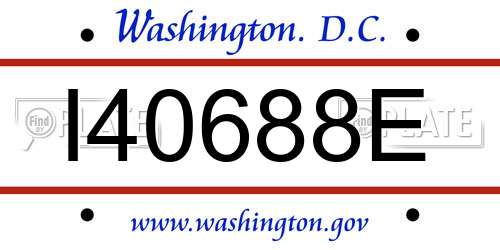 I40688E District Of Columbia License Plate