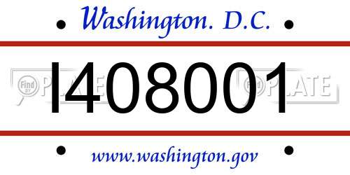 I408001 District Of Columbia License Plate
