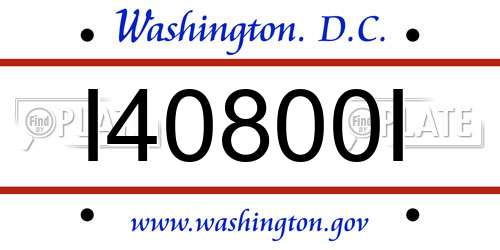I40800I District Of Columbia License Plate