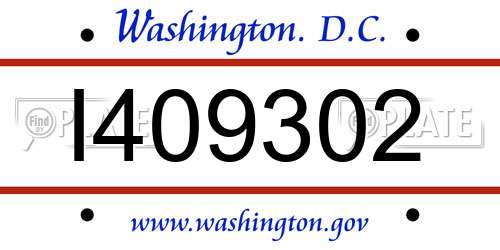 I409302 District Of Columbia License Plate