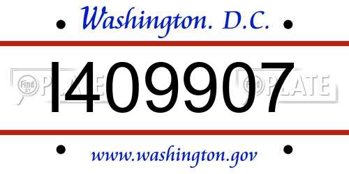 I409907 District Of Columbia License Plate