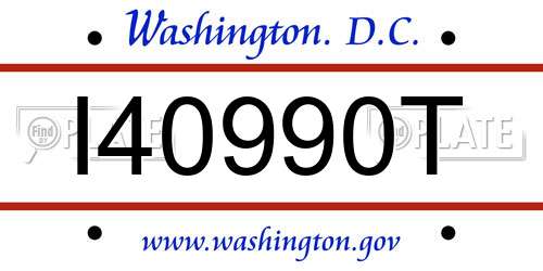 I40990T District Of Columbia License Plate