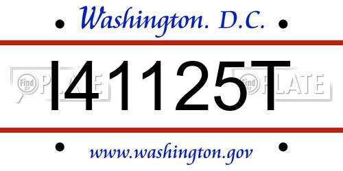 I41125T District Of Columbia License Plate