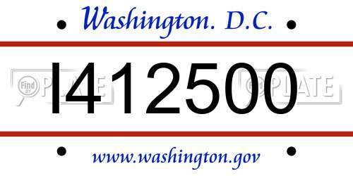 I412500 District Of Columbia License Plate