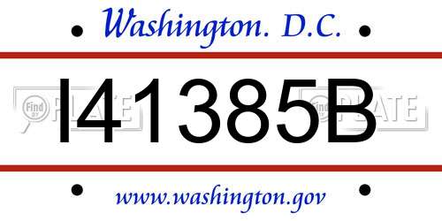 I41385B District Of Columbia License Plate