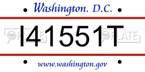 I41551T District Of Columbia License Plate