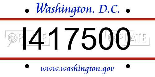I417500 District Of Columbia License Plate