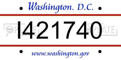 I421740 District Of Columbia License Plate
