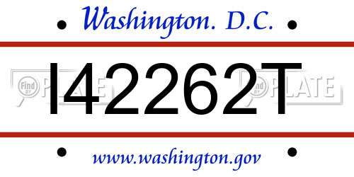 I42262T District Of Columbia License Plate