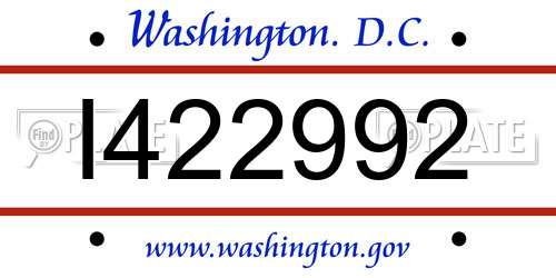I422992 District Of Columbia License Plate