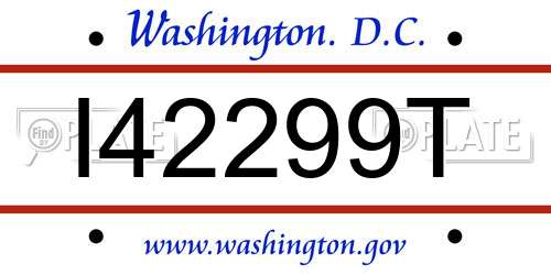 I42299T District Of Columbia License Plate