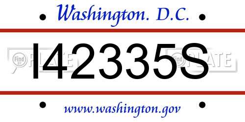 I42335S District Of Columbia License Plate