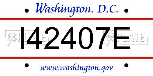 I42407E District Of Columbia License Plate