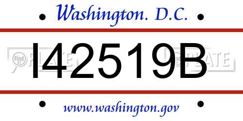 I42519B District Of Columbia License Plate