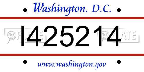 I425214 District Of Columbia License Plate