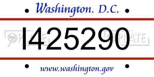 I425290 District Of Columbia License Plate