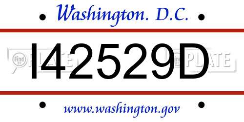 I42529D District Of Columbia License Plate