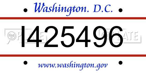 I425496 District Of Columbia License Plate