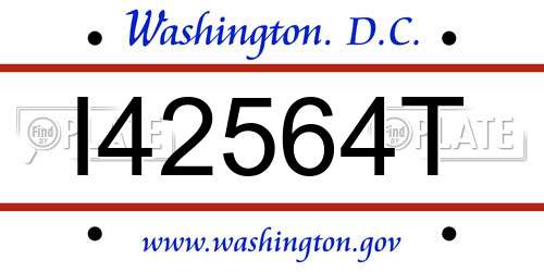 I42564T District Of Columbia License Plate