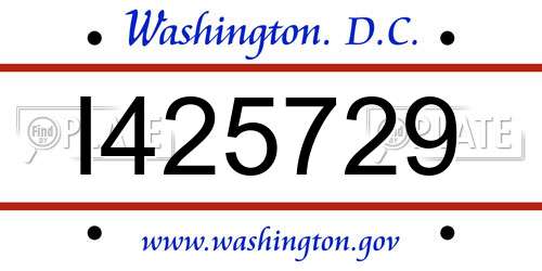 I425729 District Of Columbia License Plate