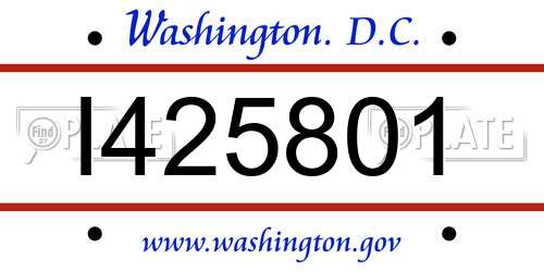 I425801 District Of Columbia License Plate