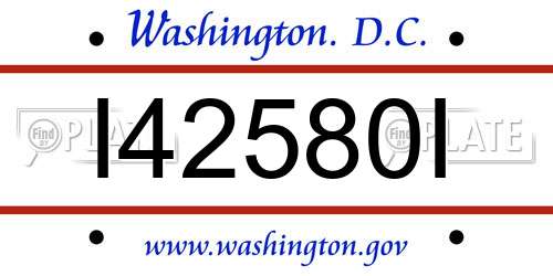 I42580I District Of Columbia License Plate