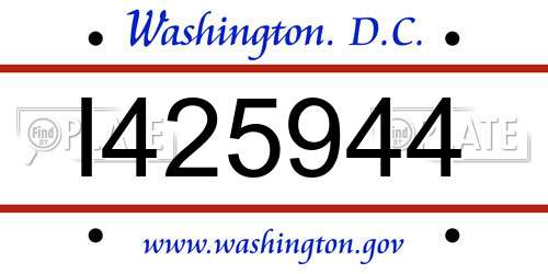 I425944 District Of Columbia License Plate