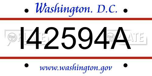 I42594A District Of Columbia License Plate