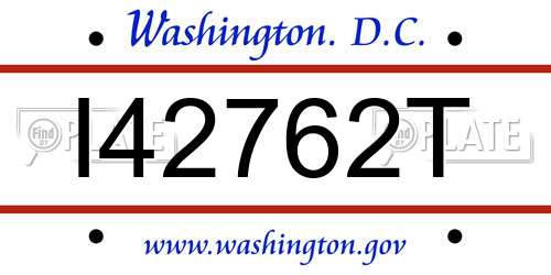 I42762T District Of Columbia License Plate