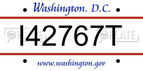 I42767T District Of Columbia License Plate