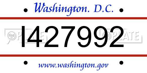 I427992 District Of Columbia License Plate