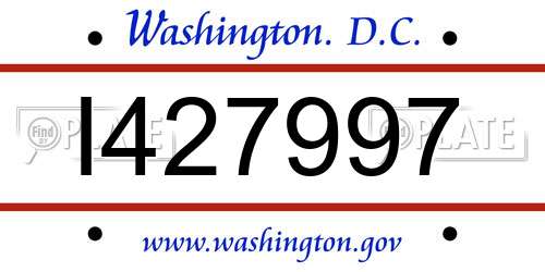 I427997 District Of Columbia License Plate