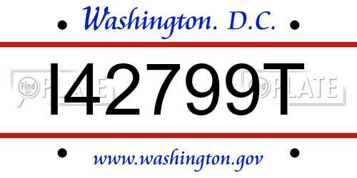 I42799T District Of Columbia License Plate
