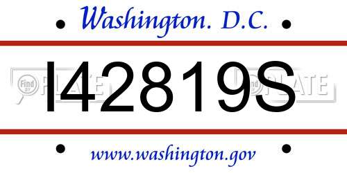 I42819S District Of Columbia License Plate