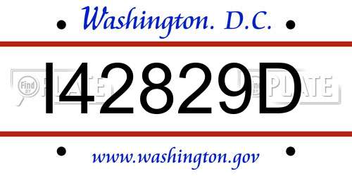 I42829D District Of Columbia License Plate