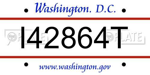I42864T District Of Columbia License Plate