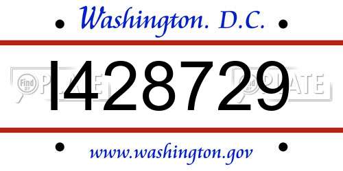 I428729 District Of Columbia License Plate