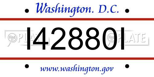 I42880I District Of Columbia License Plate
