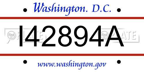 I42894A District Of Columbia License Plate