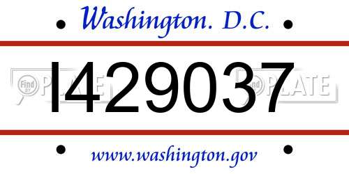 I429037 District Of Columbia License Plate