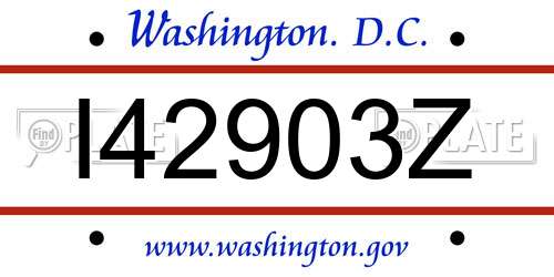 I42903Z District Of Columbia License Plate