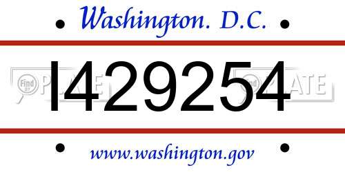 I429254 District Of Columbia License Plate