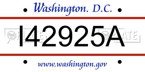I42925A District Of Columbia License Plate